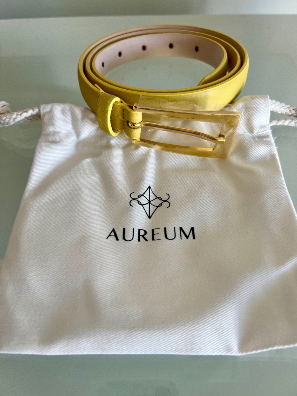 AUREUM Canary Yellow Mini No.10 Belt Leather Belt